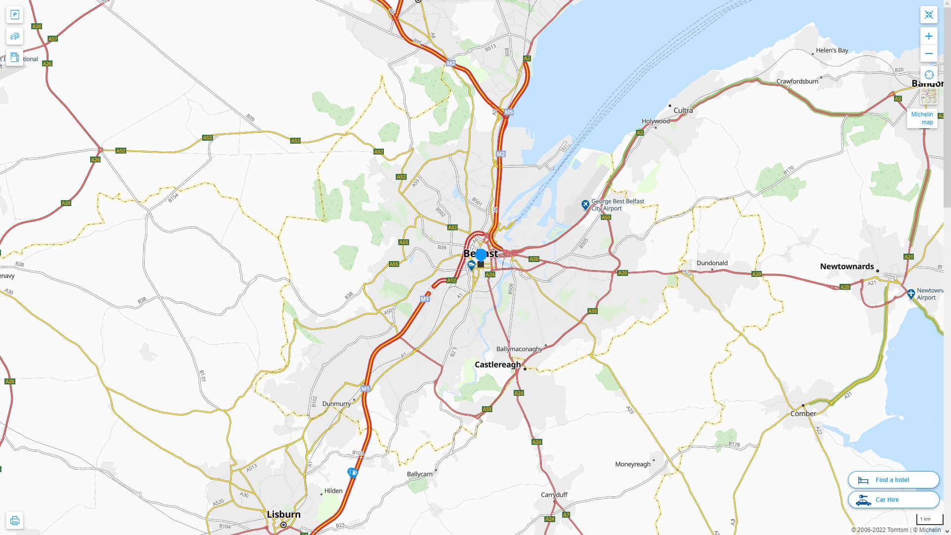 Belfast Royaume Uni Autoroute et carte routiere
